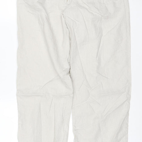 Noa Noa Women's Beige Linen Cotton Chino Trousers L