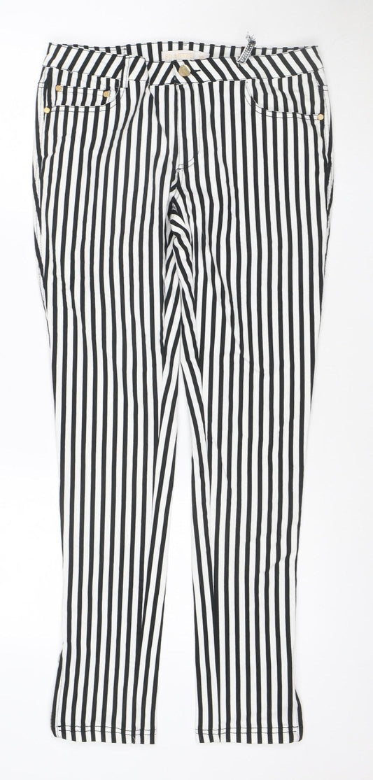 SO SWEET Women's Black White Striped Skinny Jeans XL Stretch Denim