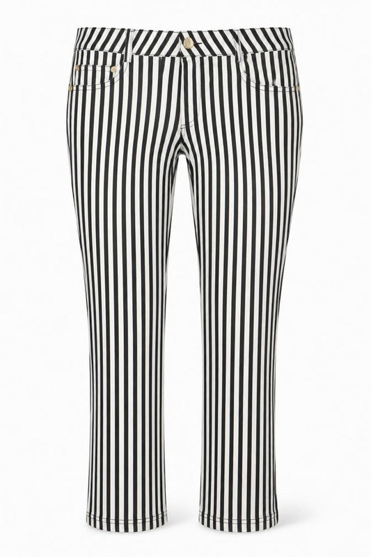 SO SWEET Women's Black White Striped Skinny Jeans XL Stretch Denim