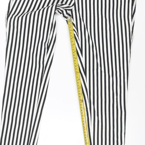 SO SWEET Women's Black White Striped Skinny Jeans XL Stretch Denim