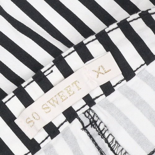 SO SWEET Women's Black White Striped Skinny Jeans XL Stretch Denim