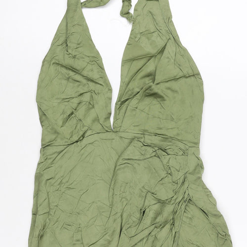 Zara Women’s Green Halter Neck Short Slip Dress Size 8