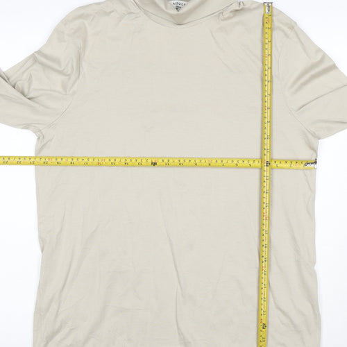 Marks and Spencer Men Beige Long Sleeve Roll Neck Cotton T-Shirt L
