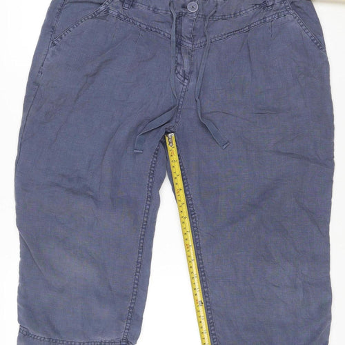 Seasalt Cornwall Women's Blue Linen Cropped Trousers Size 14