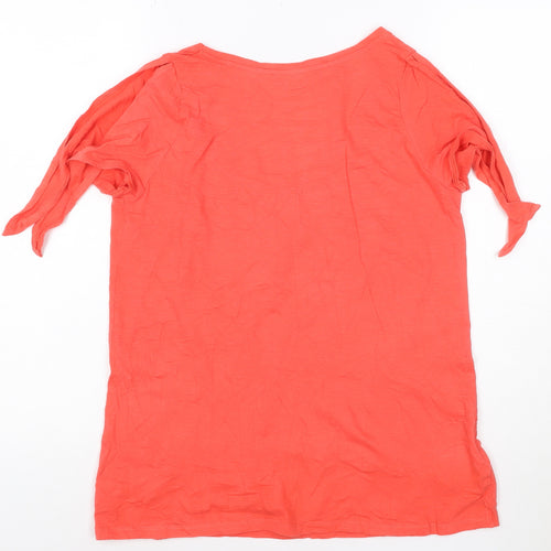 Promod Women Orange Cotton Scoop Neck Short Sleeve T-Shirt Size M