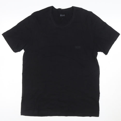 Hugo Boss Men's Black Cotton Crew Neck Short Sleeve T-Shirt L