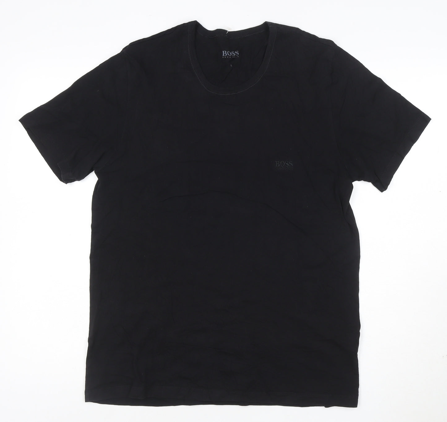 Hugo Boss Men's Black Cotton Crew Neck Short Sleeve T-Shirt L