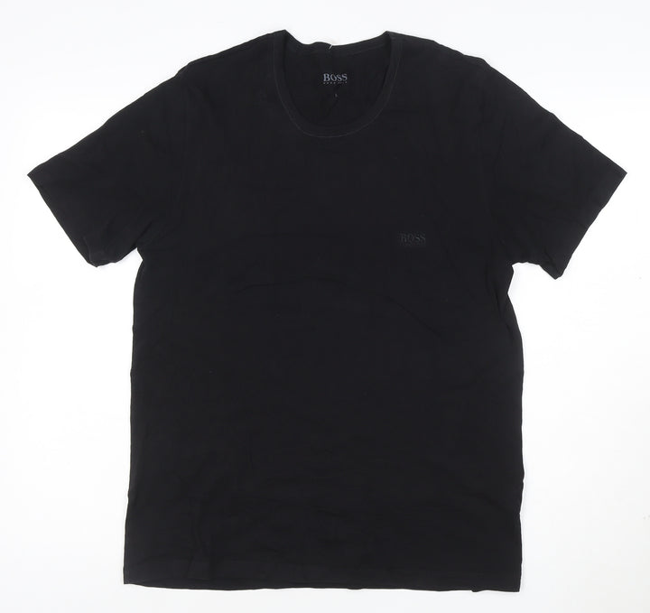 Hugo Boss Men's Black Cotton Crew Neck Short Sleeve T-Shirt L