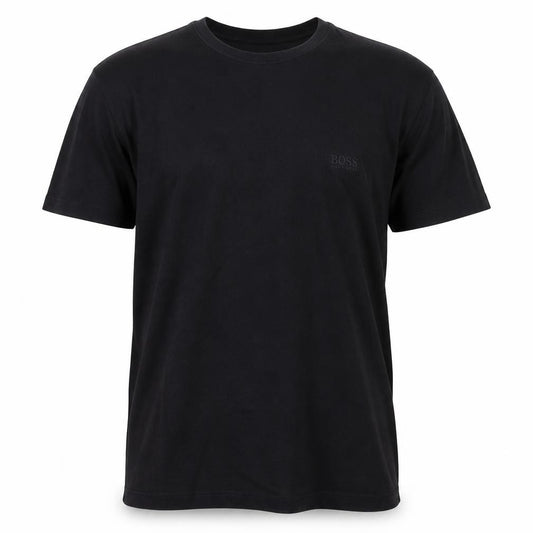 Front view of Hugo Boss Men's Black Cotton Crew Neck Short Sleeve T-Shirt L