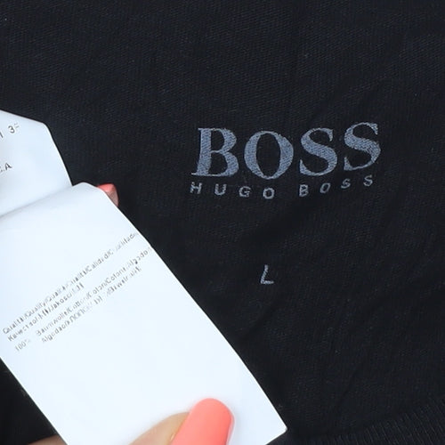Hugo Boss Men's Black Cotton Crew Neck Short Sleeve T-Shirt L