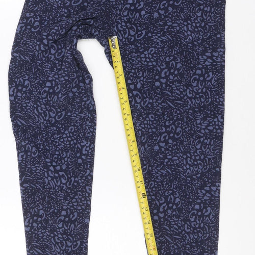 Marks and Spencer Women Blue Animal Print Cotton Leggings Size 10