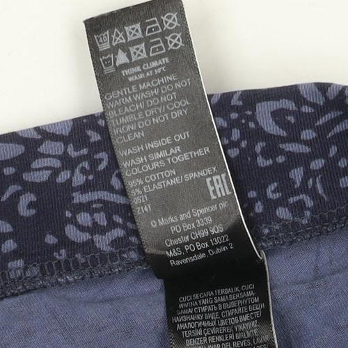 Marks and Spencer Women Blue Animal Print Cotton Leggings Size 10