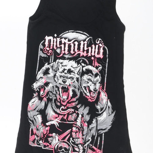 Disturbia Women Black Medium Graphic Tank Top 100% Cotton Gothic Style