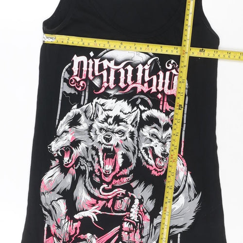 Disturbia Women Black Medium Graphic Tank Top 100% Cotton Gothic Style