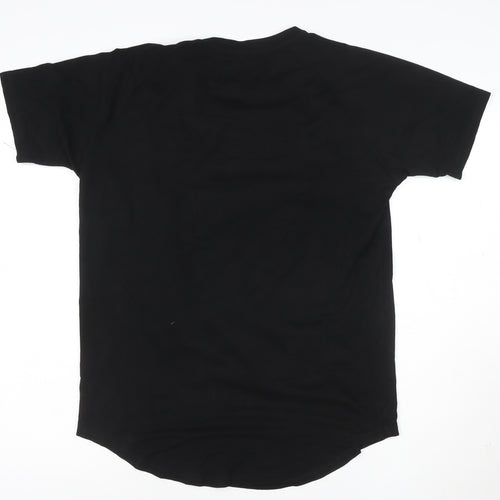 ZEROSEVEN Men Black Cotton Crew Neck Short Sleeve T-Shirt M