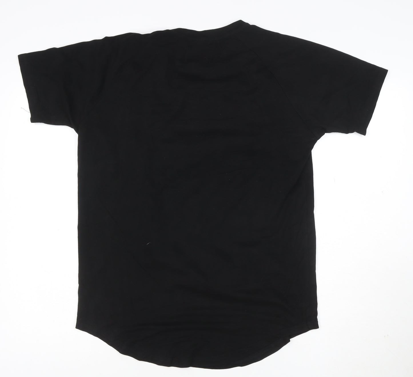 ZEROSEVEN Men Black Cotton Crew Neck Short Sleeve T-Shirt M