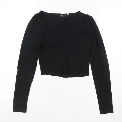 ASOS Design Women's Black Cropped Long Sleeve Jersey Top Size 8