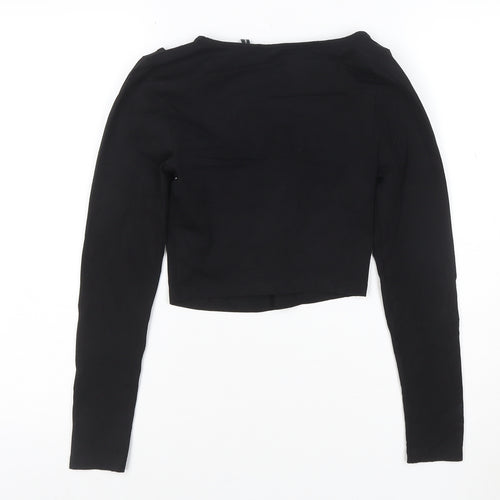 ASOS Design Women's Black Cropped Long Sleeve Jersey Top Size 8