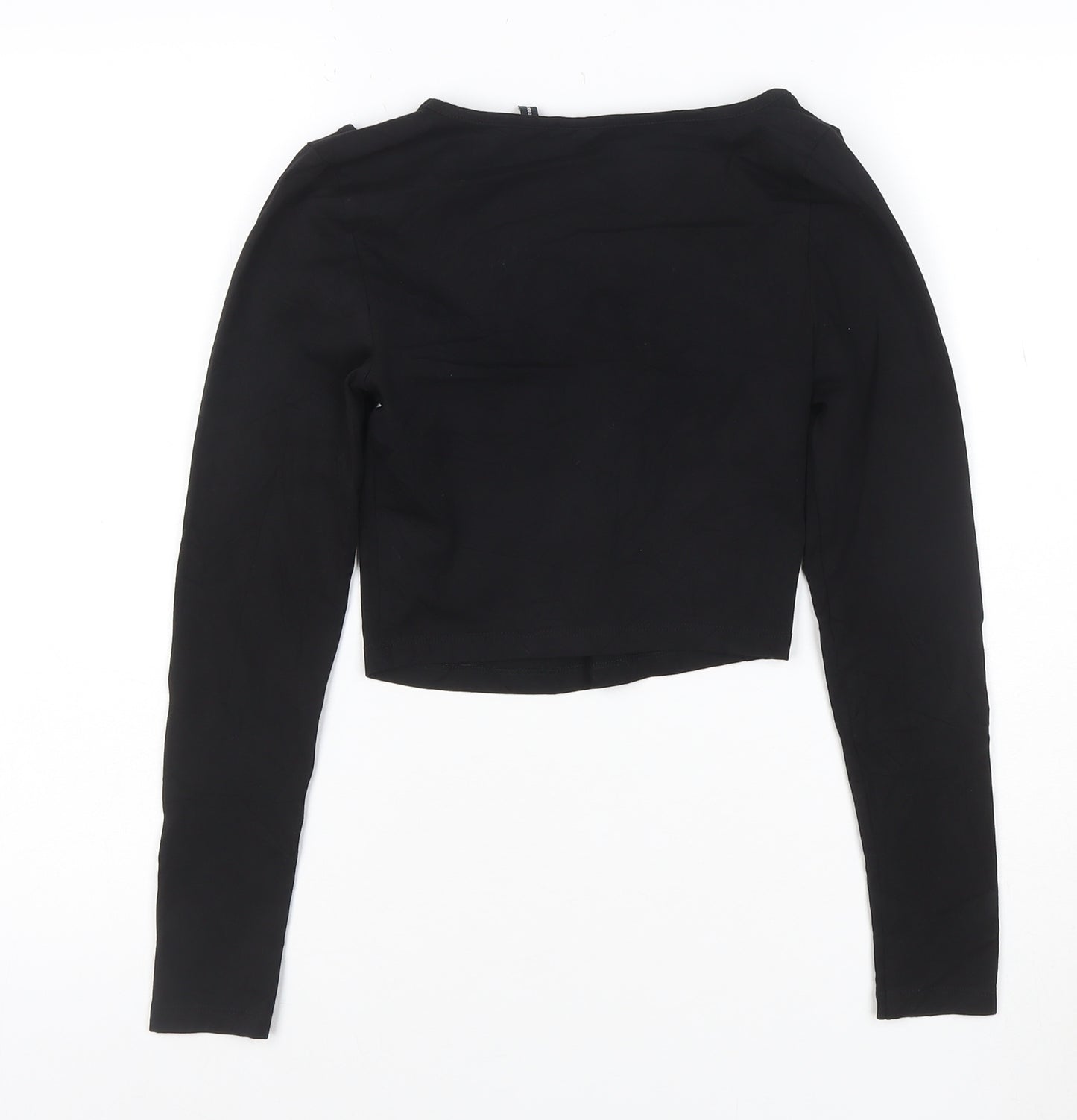 ASOS Design Women's Black Cropped Long Sleeve Jersey Top Size 8