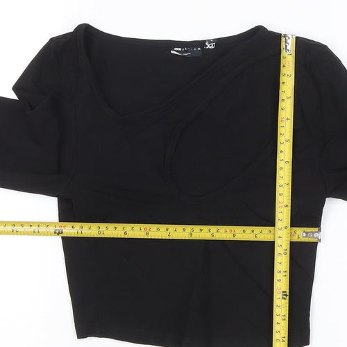 ASOS Design Women's Black Cropped Long Sleeve Jersey Top Size 8