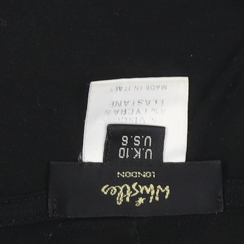 Whistles Women's Black Long Sleeve Viscose Stretch Top Size 10