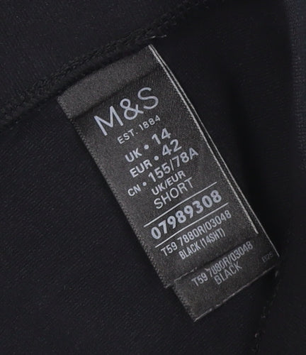 Marks and Spencer Women Black Size 14 Short Straight Trousers