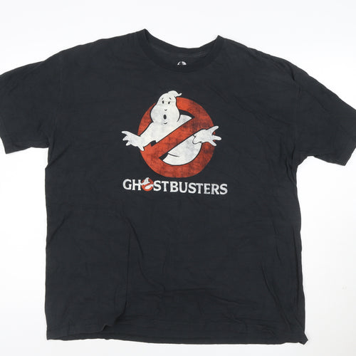 Ghostbusters Men's Black XL Cotton Short Sleeve Polo Tee