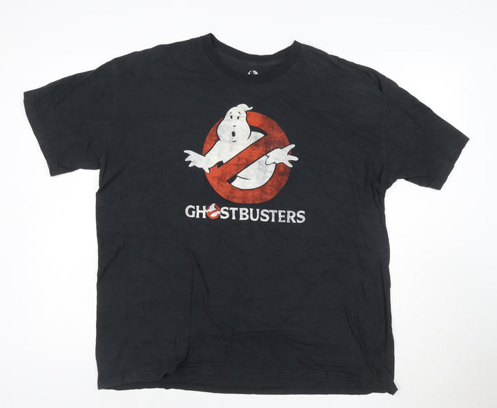 Ghostbusters Men's Black XL Cotton Short Sleeve Polo Tee