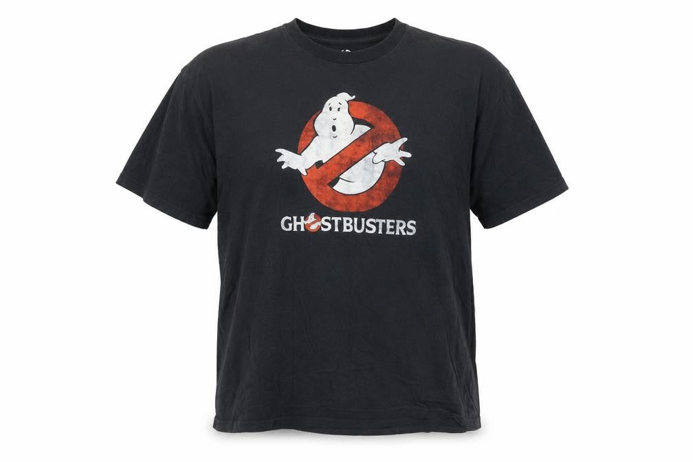 Front view of Ghostbusters Men's Black XL Cotton Short Sleeve Polo Tee