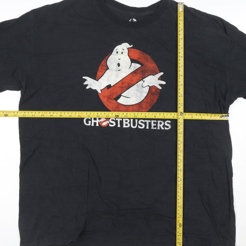 Ghostbusters Men's Black XL Cotton Short Sleeve Polo Tee