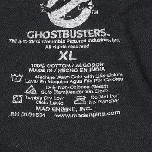 Ghostbusters Men's Black XL Cotton Short Sleeve Polo Tee