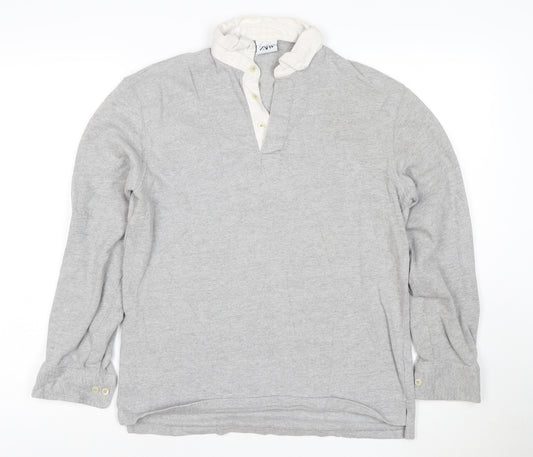 Zara Men’s Grey Long Sleeve Cotton Polo Shirt Size S
