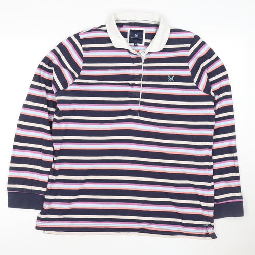 Crew Clothing Company Women's Multicoloured Striped Cotton Polo Top Size 18