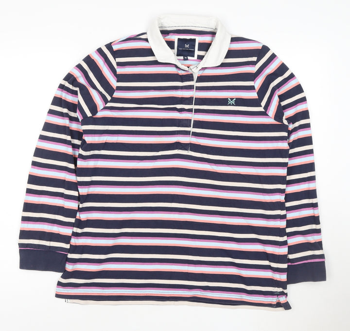 Crew Clothing Company Women's Multicoloured Striped Cotton Polo Top Size 18