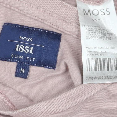 Moss 1851 Men's Pink Slim Fit Cotton Crew Neck Short Sleeve T-Shirt M