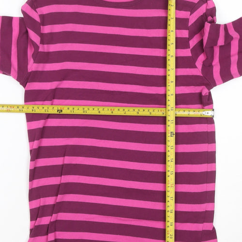 Cotton Traders Womens Multicoloured Striped 3/4 Sleeve Crew Neck T-Shirt Size 10