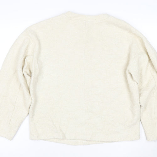 Marks and Spencer Women Beige XS Pullover Sweatshirt Crew Neck Fleece