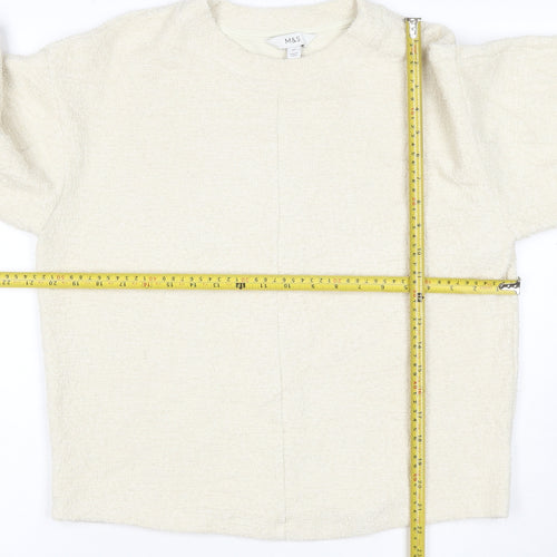 Marks and Spencer Women Beige XS Pullover Sweatshirt Crew Neck Fleece