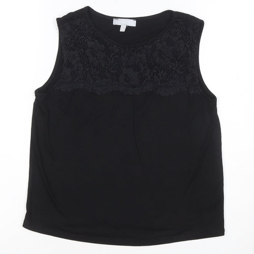 Red Herring Women’s Black Lace Panel Sleeveless Tank Top Size 12