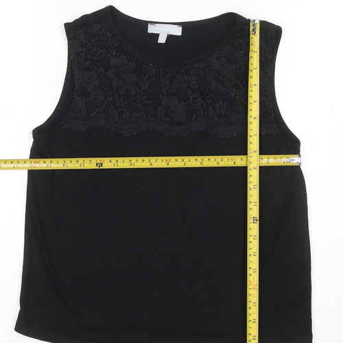 Red Herring Women’s Black Lace Panel Sleeveless Tank Top Size 12