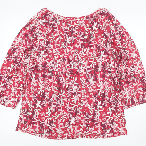 Marks and Spencer Per Una Red Floral Cotton Blouse Women’s Size 20