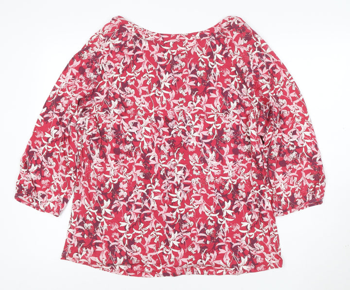 Marks and Spencer Per Una Red Floral Cotton Blouse Women’s Size 20