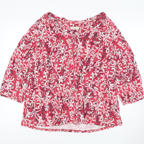 Marks and Spencer Per Una Red Floral Cotton Blouse Women’s Size 20
