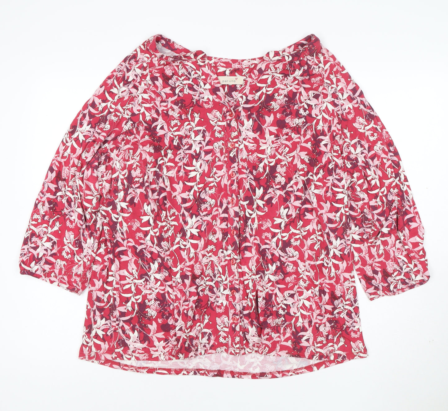 Marks and Spencer Per Una Red Floral Cotton Blouse Women’s Size 20