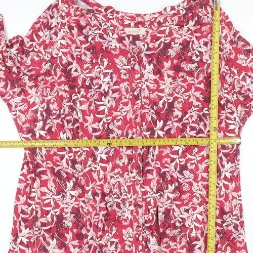 Marks and Spencer Per Una Red Floral Cotton Blouse Women’s Size 20