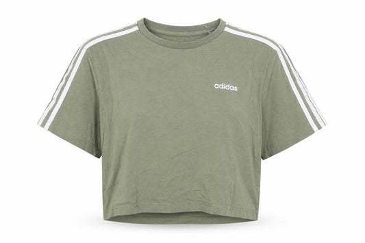 Front view of adidas women’s green cropped t-shirt m relaxed fit short sleeve