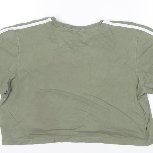 adidas Womens Green Cropped T-Shirt M Relaxed Fit Short Sleeve