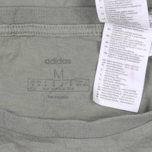 adidas Womens Green Cropped T-Shirt M Relaxed Fit Short Sleeve