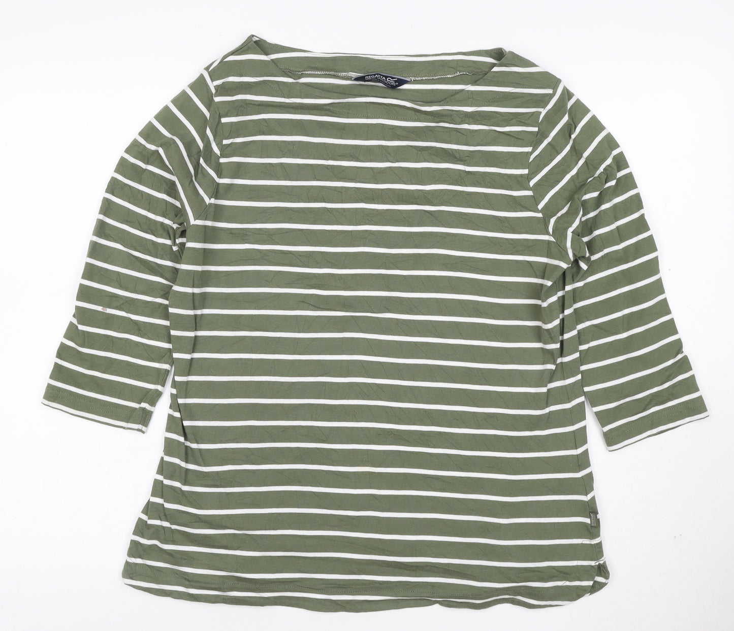 Regatta Women’s Green Striped 3/4 Sleeve Cotton T-Shirt L