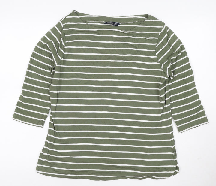 Regatta Women’s Green Striped 3/4 Sleeve Cotton T-Shirt L
